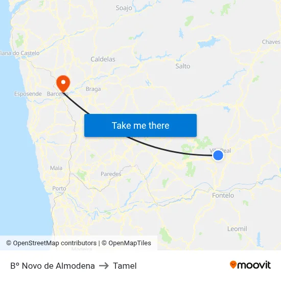 Bº Novo de Almodena to Tamel map