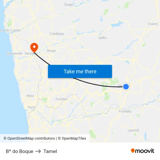 Bº do Boque to Tamel map