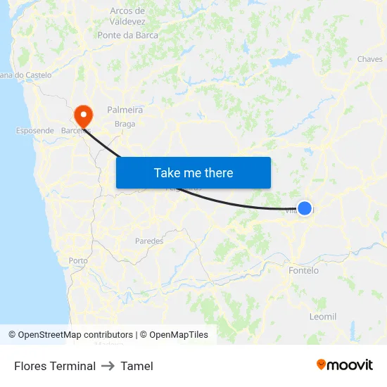 Flores Terminal to Tamel map
