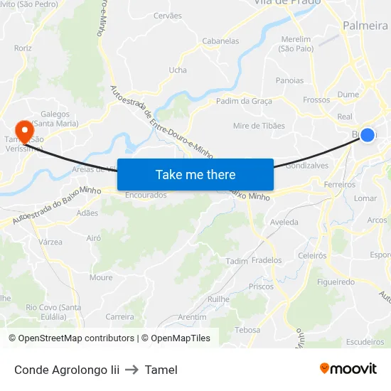 Conde Agrolongo Iii to Tamel map