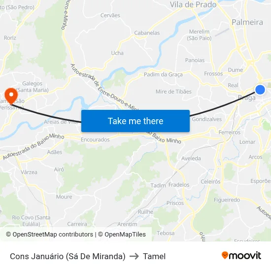 Cons Januário (Sá De Miranda) to Tamel map
