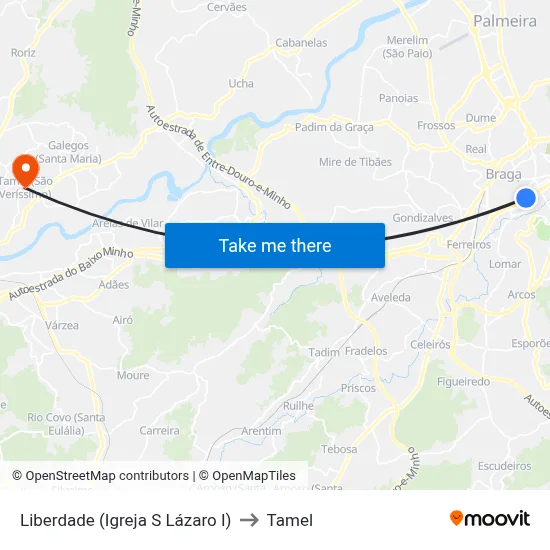 Liberdade (Igreja S Lázaro I) to Tamel map