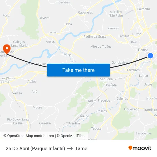 25 De Abril (Parque Infantil) to Tamel map