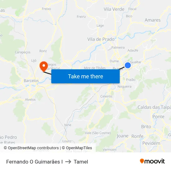 Fernando O Guimarães I to Tamel map