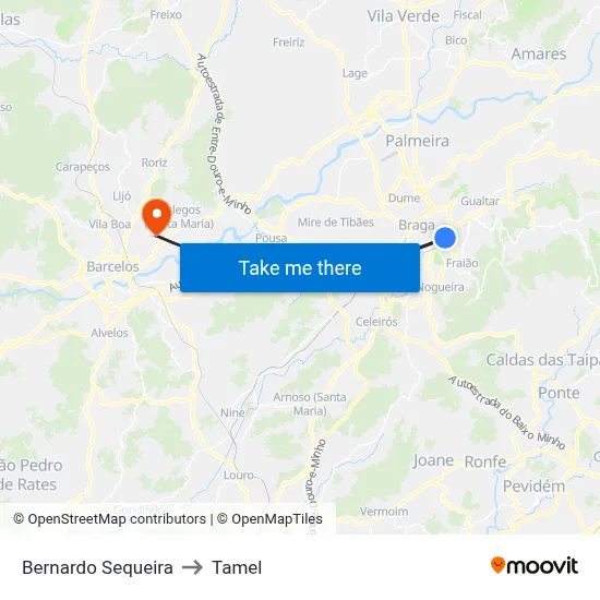 Bernardo Sequeira to Tamel map