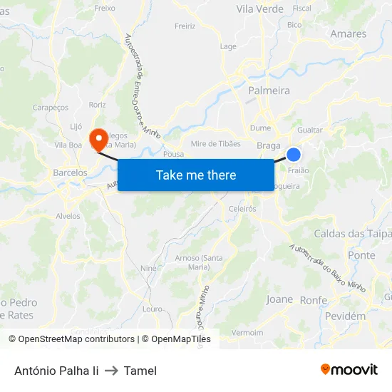 António Palha Ii to Tamel map