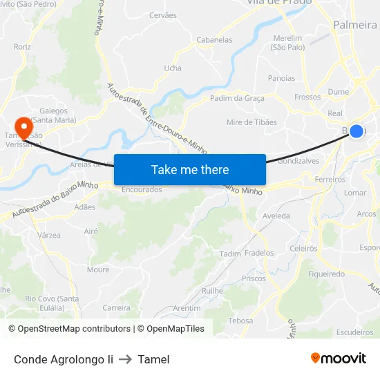 Conde Agrolongo Ii to Tamel map