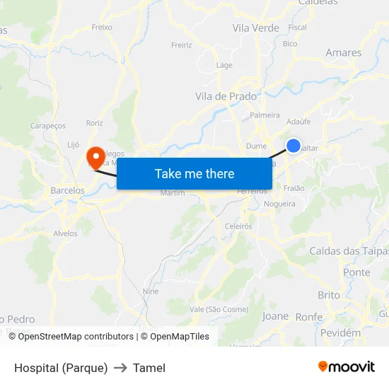 Hospital (Parque) to Tamel map