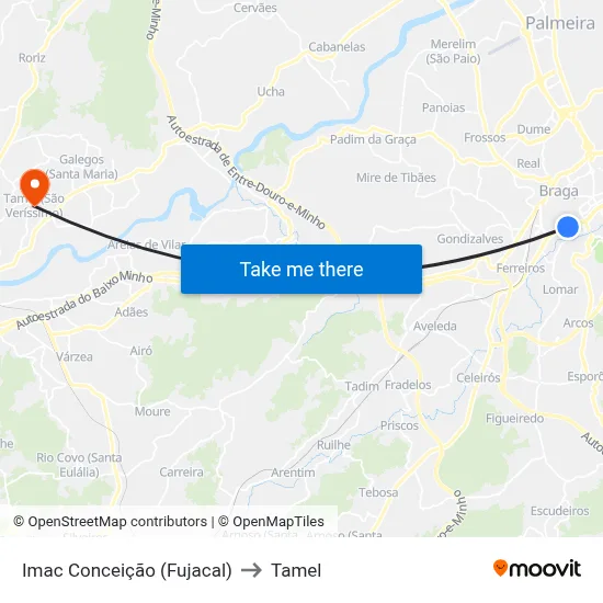 Imac Conceição (Fujacal) to Tamel map