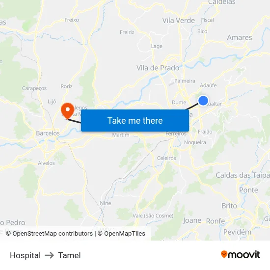 Hospital to Tamel map