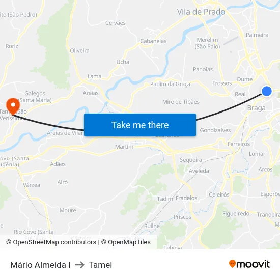 Mário Almeida I to Tamel map