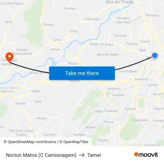 Norton Matos (C Camionagem) to Tamel map