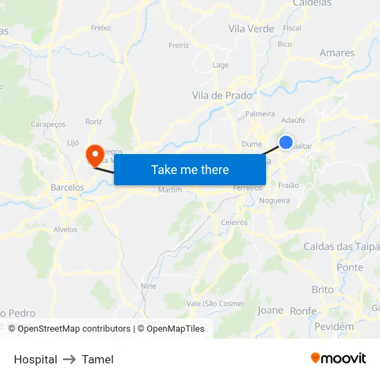 Hospital to Tamel map
