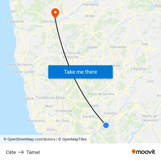 Cête to Tamel map