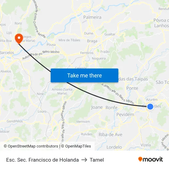 Esc. Sec. Francisco de Holanda to Tamel map