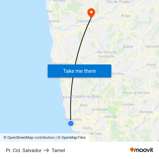 Pr. Cid. Salvador to Tamel map