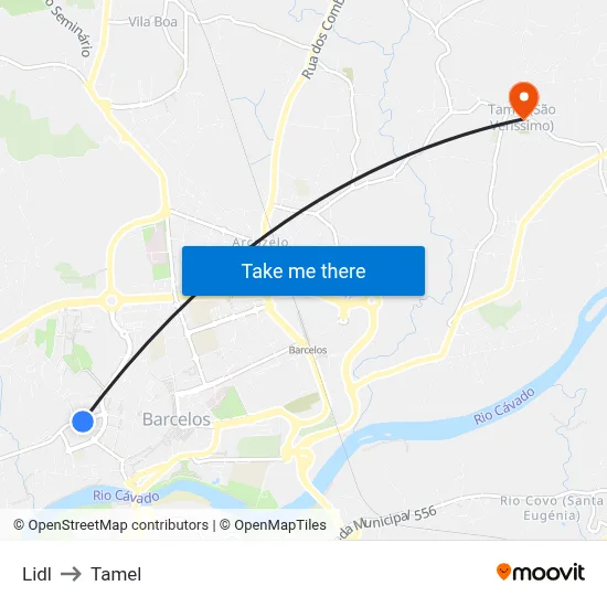 Lidl to Tamel map