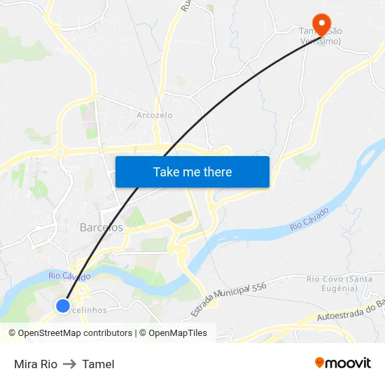 Mira Rio to Tamel map