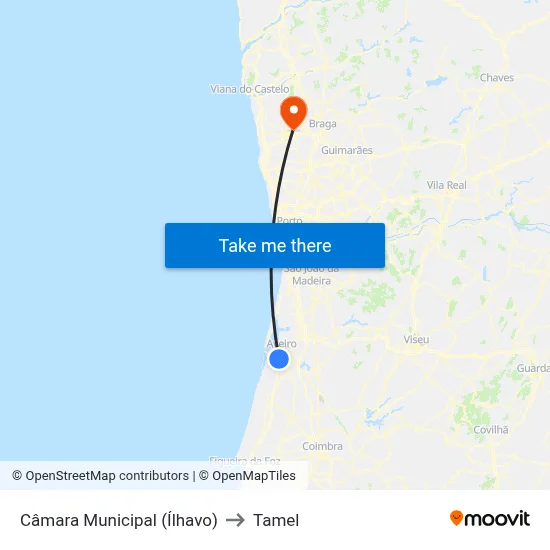 Câmara Municipal (Ílhavo) to Tamel map