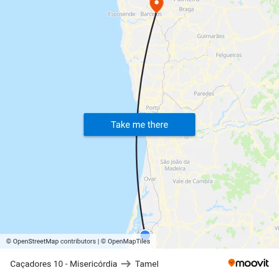 Caçadores 10 - Misericórdia to Tamel map