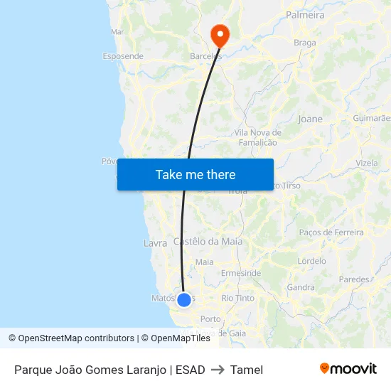 Parque João Gomes Laranjo | ESAD to Tamel map