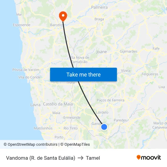 Vandoma (R. de Santa Eulália) to Tamel map