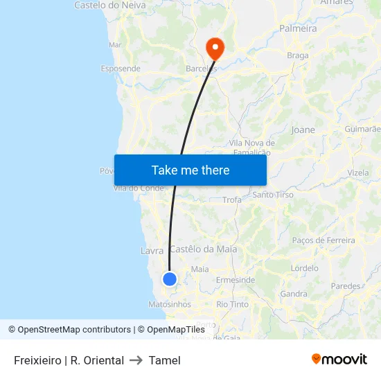 Freixieiro | R. Oriental to Tamel map