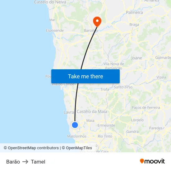 Barão to Tamel map