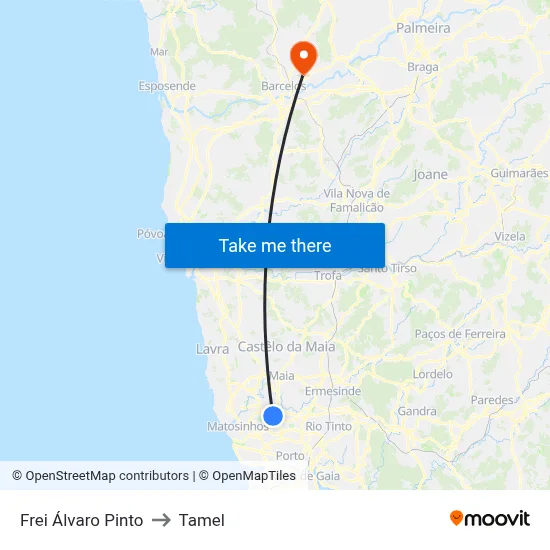 Frei Álvaro Pinto to Tamel map