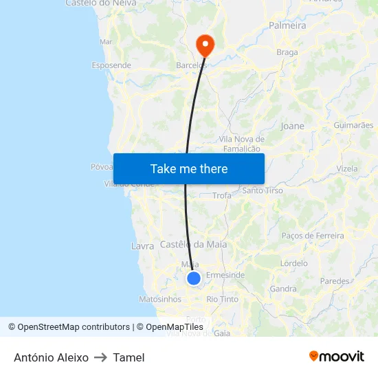 António Aleixo to Tamel map