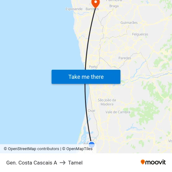 Gen. Costa Cascais A to Tamel map