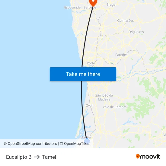 Eucalipto B to Tamel map