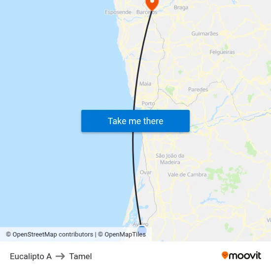 Eucalipto A to Tamel map