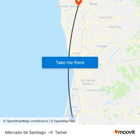 Mercado de Santiago to Tamel map