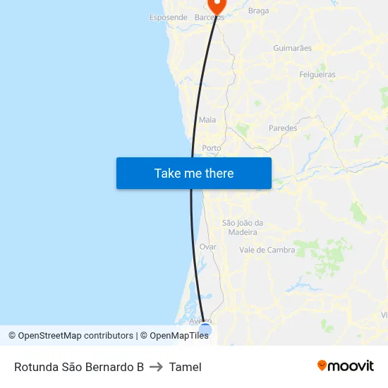 Rotunda São Bernardo B to Tamel map