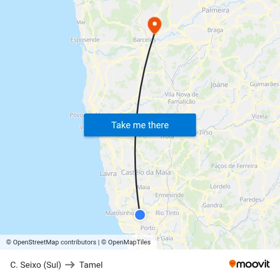 C. Seixo (Sul) to Tamel map