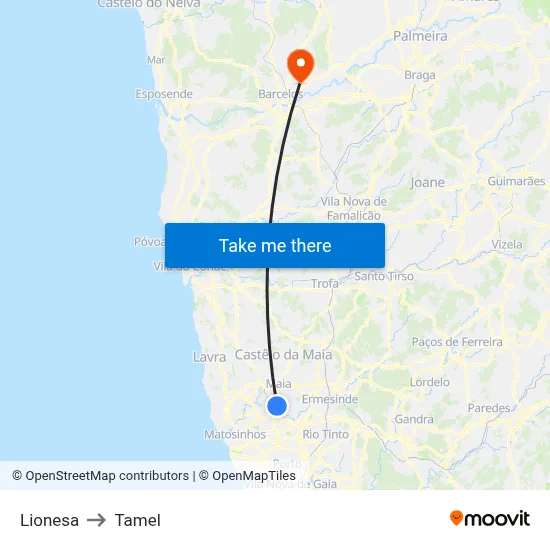 Lionesa to Tamel map