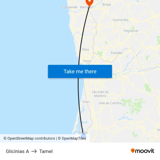 Glicínias A to Tamel map