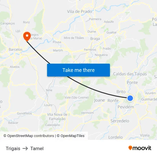 Trigais to Tamel map