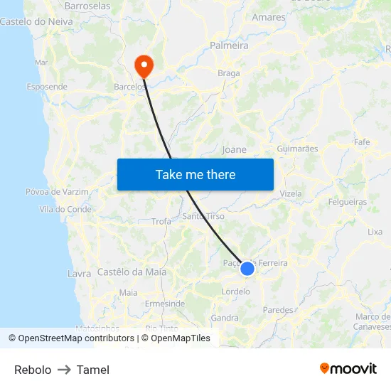 Rebolo to Tamel map