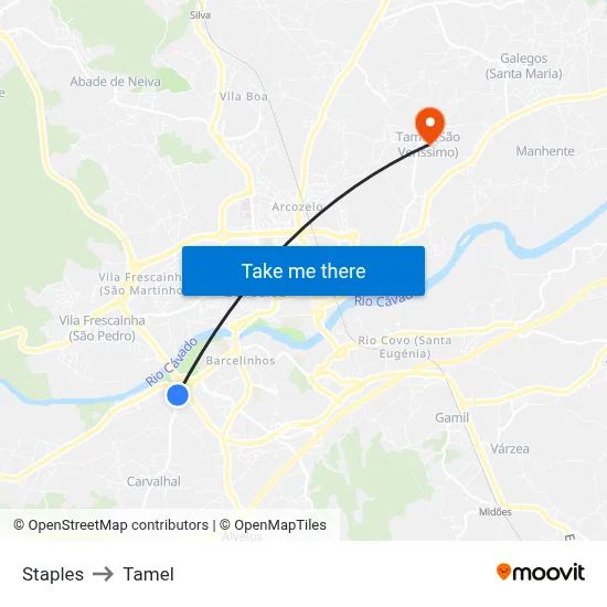 Staples to Tamel map