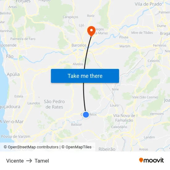 Vicente to Tamel map