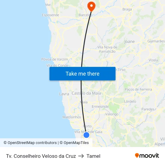 Tv. Conselheiro Veloso da Cruz to Tamel map