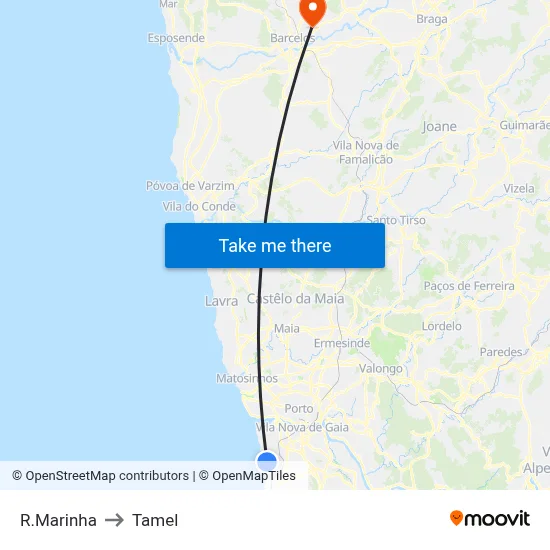 R.Marinha to Tamel map