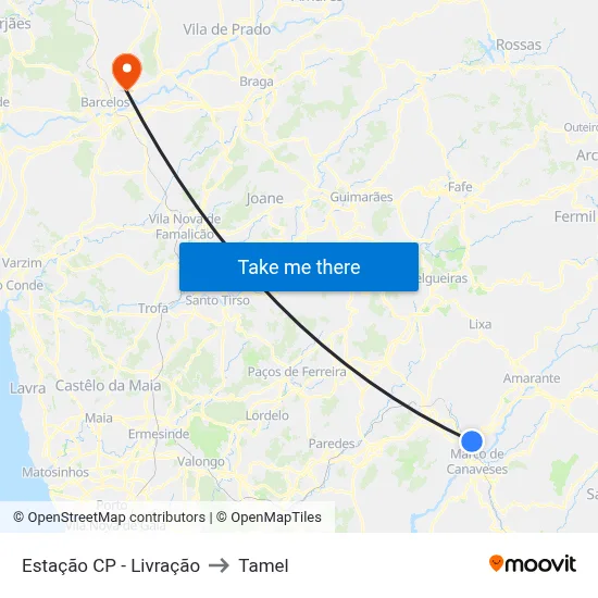 Estação CP - Livração to Tamel map