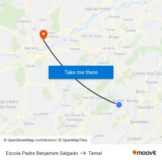 Escola Padre Benjamim Salgado to Tamel map
