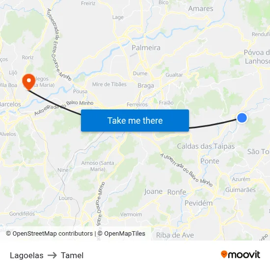 Lagoelas to Tamel map