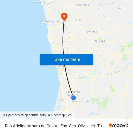 Rua Adelino Amaro da Costa - Esc. Sec. Oliveira Júnior to Tamel map