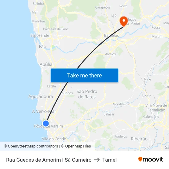 Rua Guedes de Amorim | Sá Carneiro to Tamel map