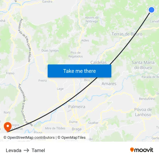 Levada to Tamel map